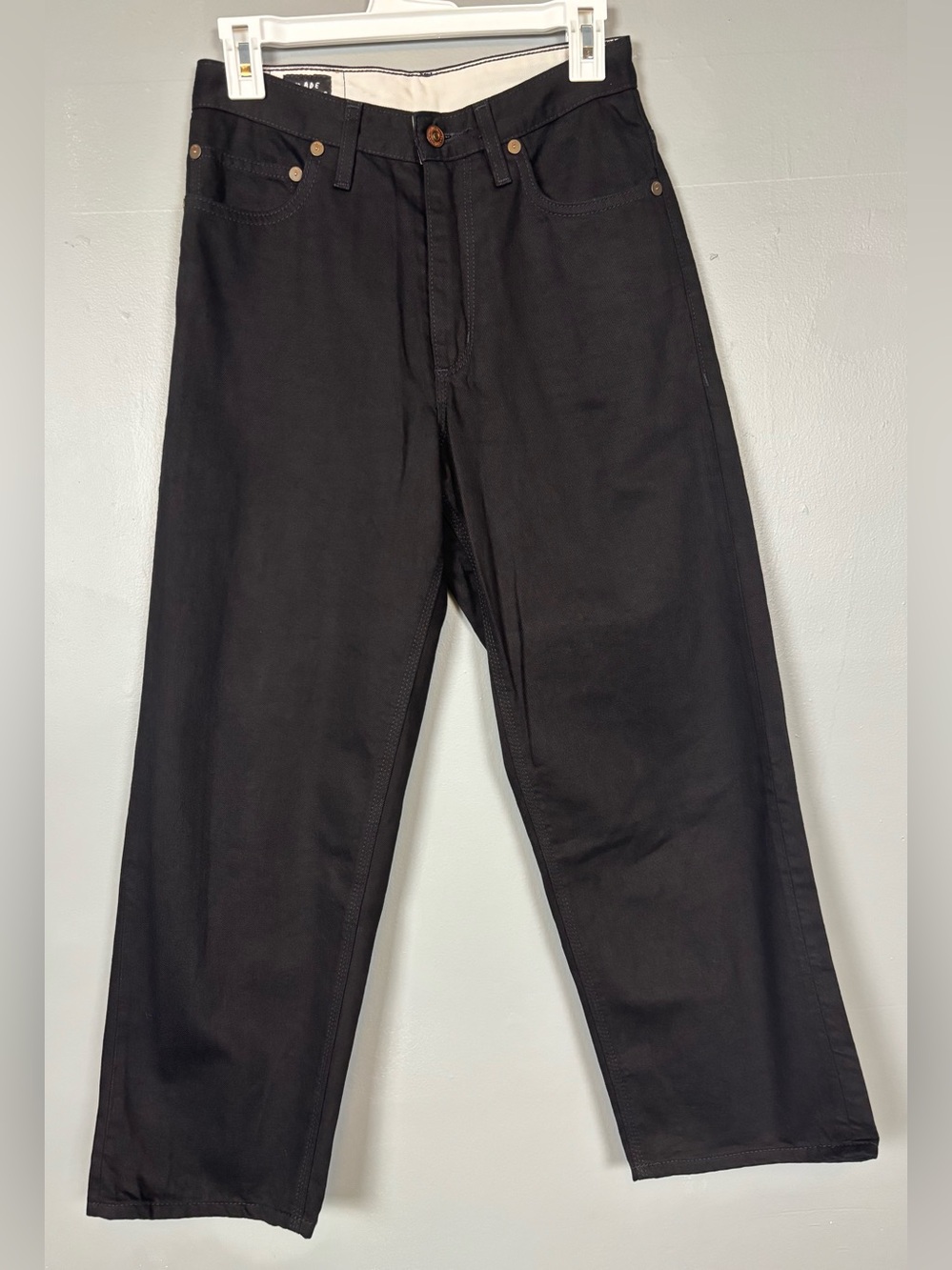 Hiut Denim Co The Edith High Rise Wide Leg Loose fit Black Jeans
